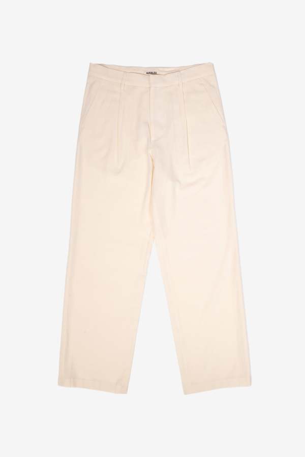 Auralee Hard Twist Cotton Silk Viyella Slacks - Ivory | Garmentory