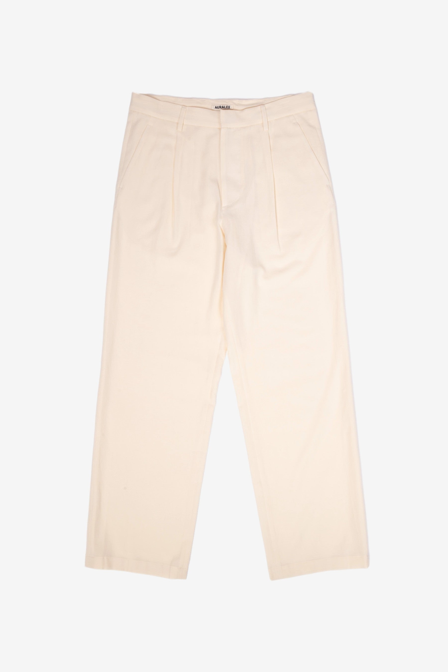 Auralee Hard Twist Cotton Silk Viyella Slacks - Ivory | Garmentory