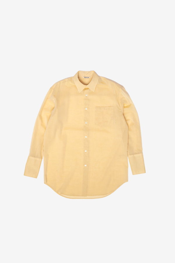 Auralee Hard Twist Finx Organdy Shirt - Light Yellow Chambray