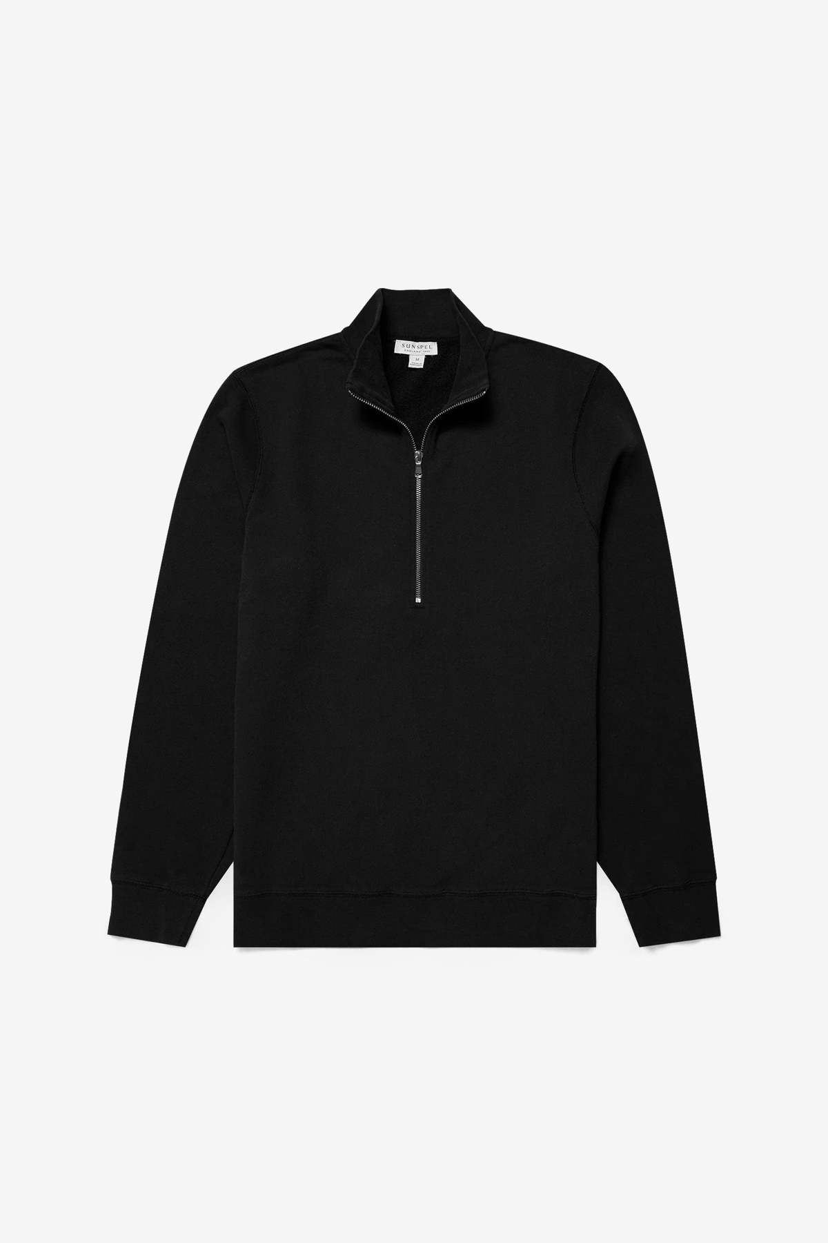 Sunspel Loopback Half Zip Sweatshirt - Black - Image 1 of 4