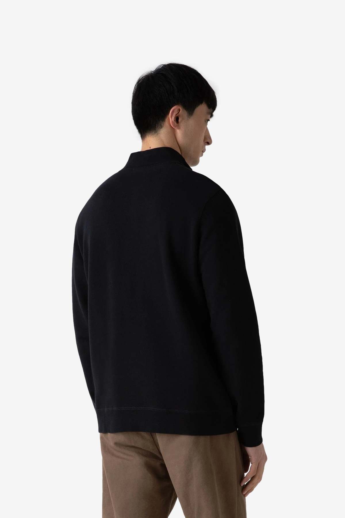 Sunspel Loopback Half Zip Sweatshirt - Black - Image 2 of 4