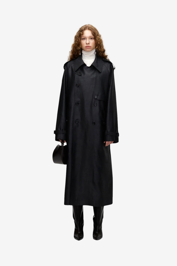 UMBER POSTPAST Mud Dyed Silk Trench Coat