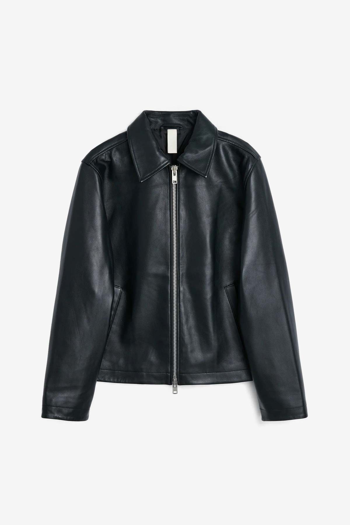 Sunflower Short Leather Jacket - Black Shine | Garmentory