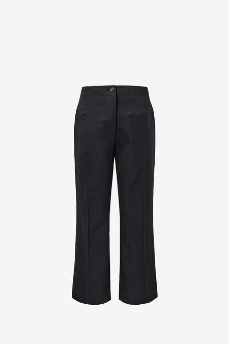 AMOMENTO Sheer Straight Fit Pants - Black | Garmentory