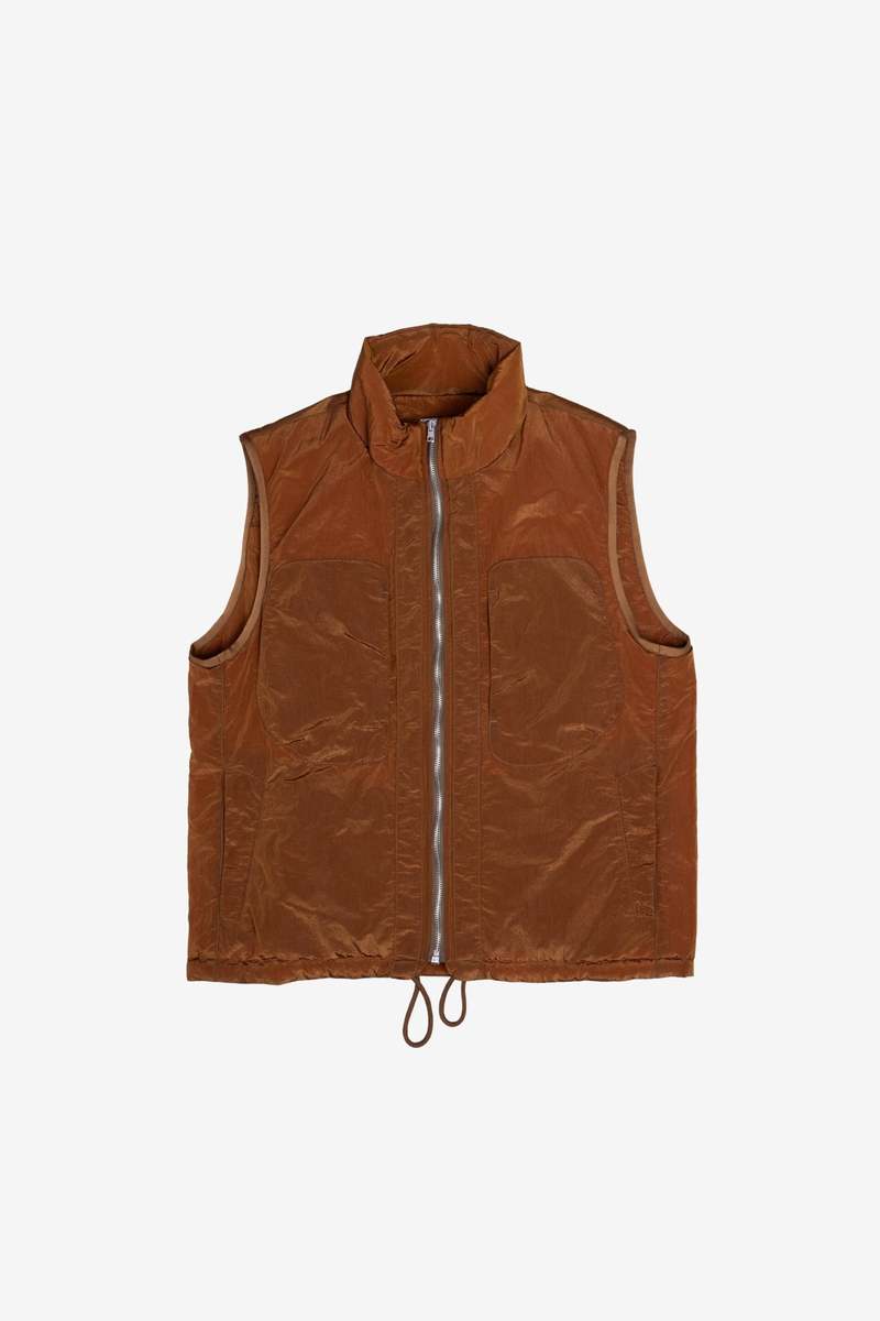 RANRA ナイロンベスト Ranra Treker Shiny Nylon Vest - Bronze Brown | Garmentory