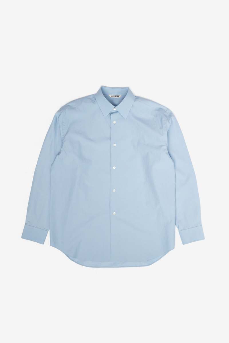 トップス AURALEE FINX TWILL SHIRT SAX BLUE Auralee Washed Finx Twill Big Shirt Brown