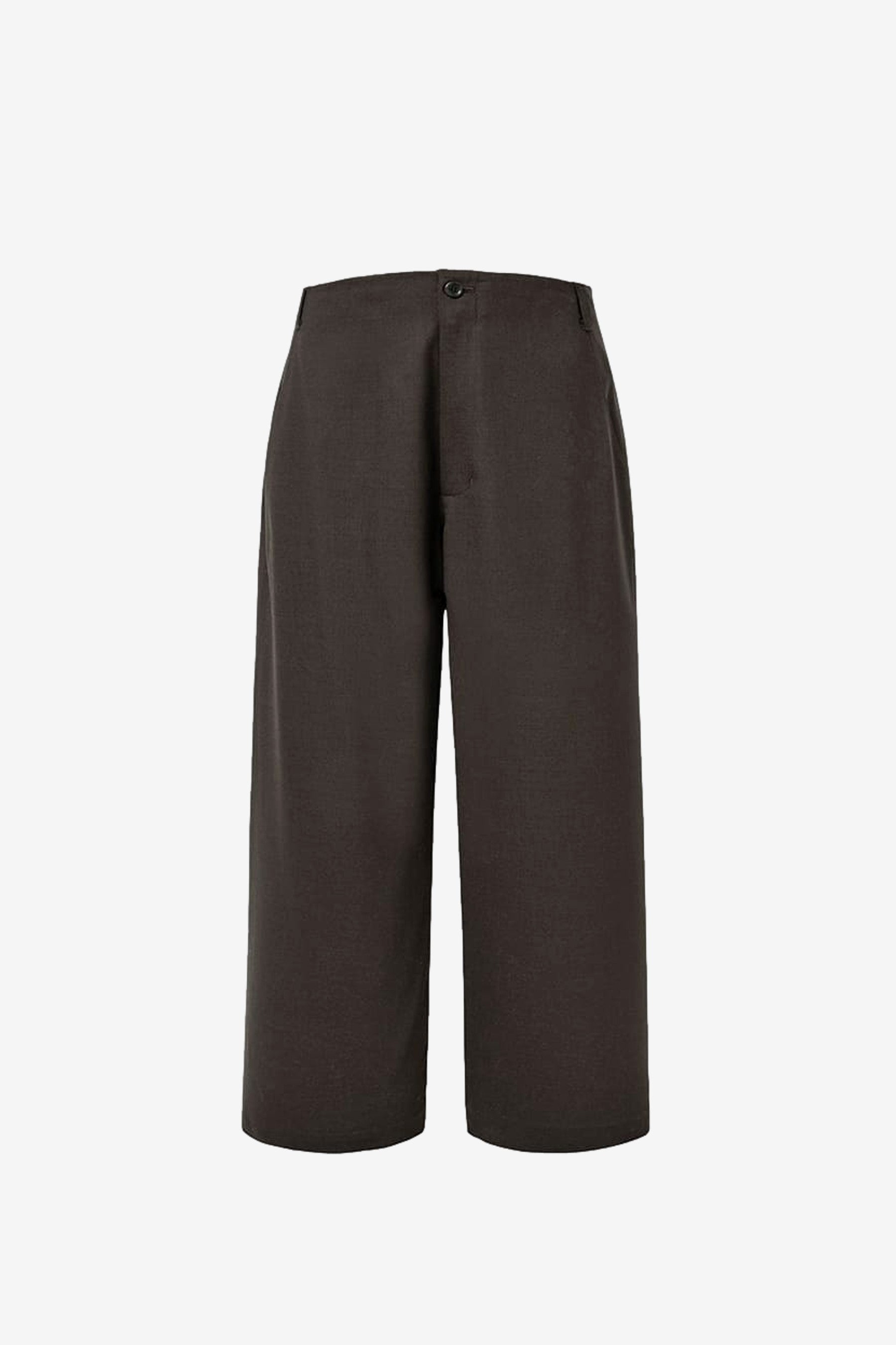 AMOMENTO Wool Wide Pants - Dark Brown | Garmentory