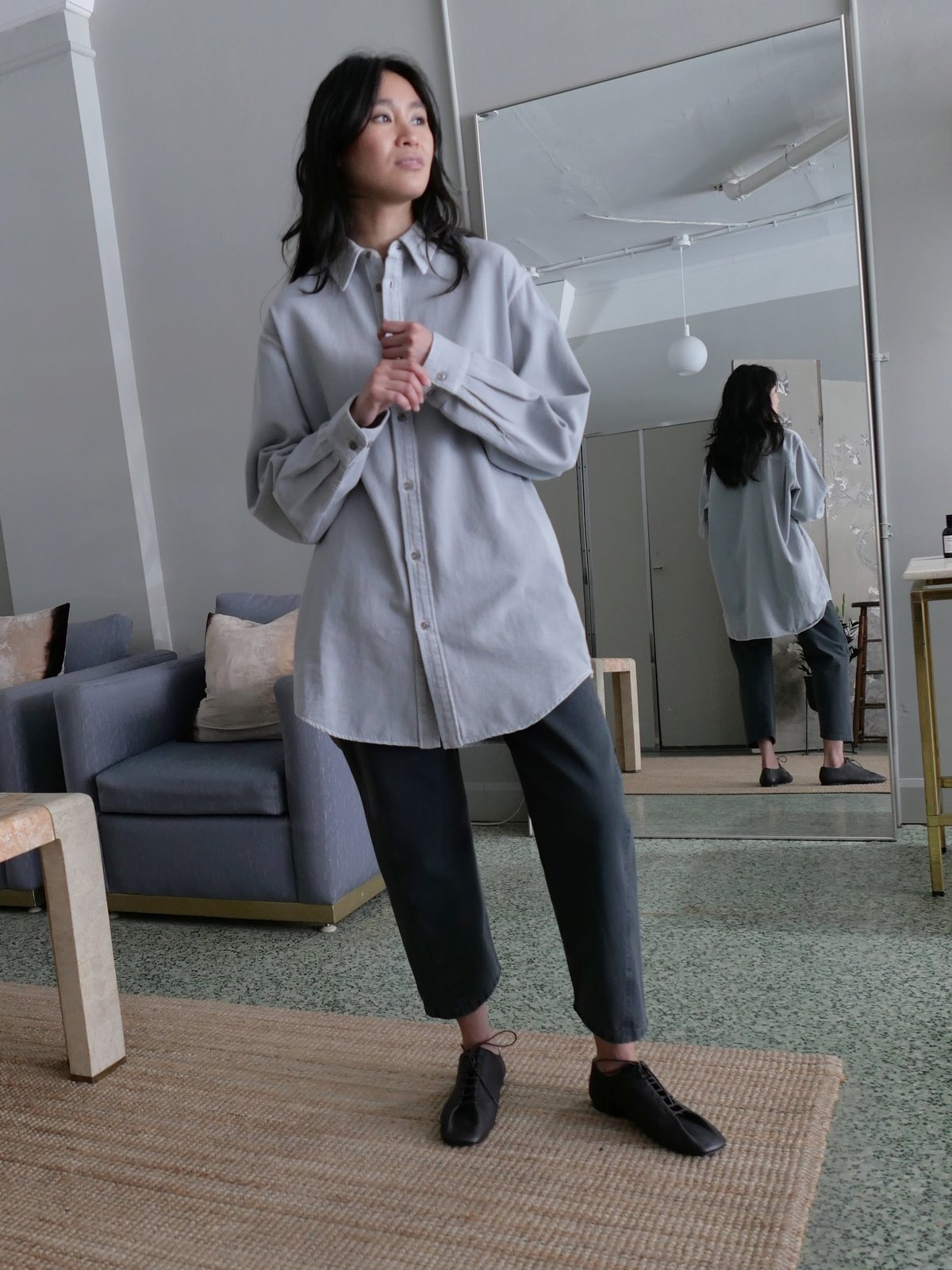 Lemaire Relaxed Shirt - Snowy Blue Grey | Garmentory