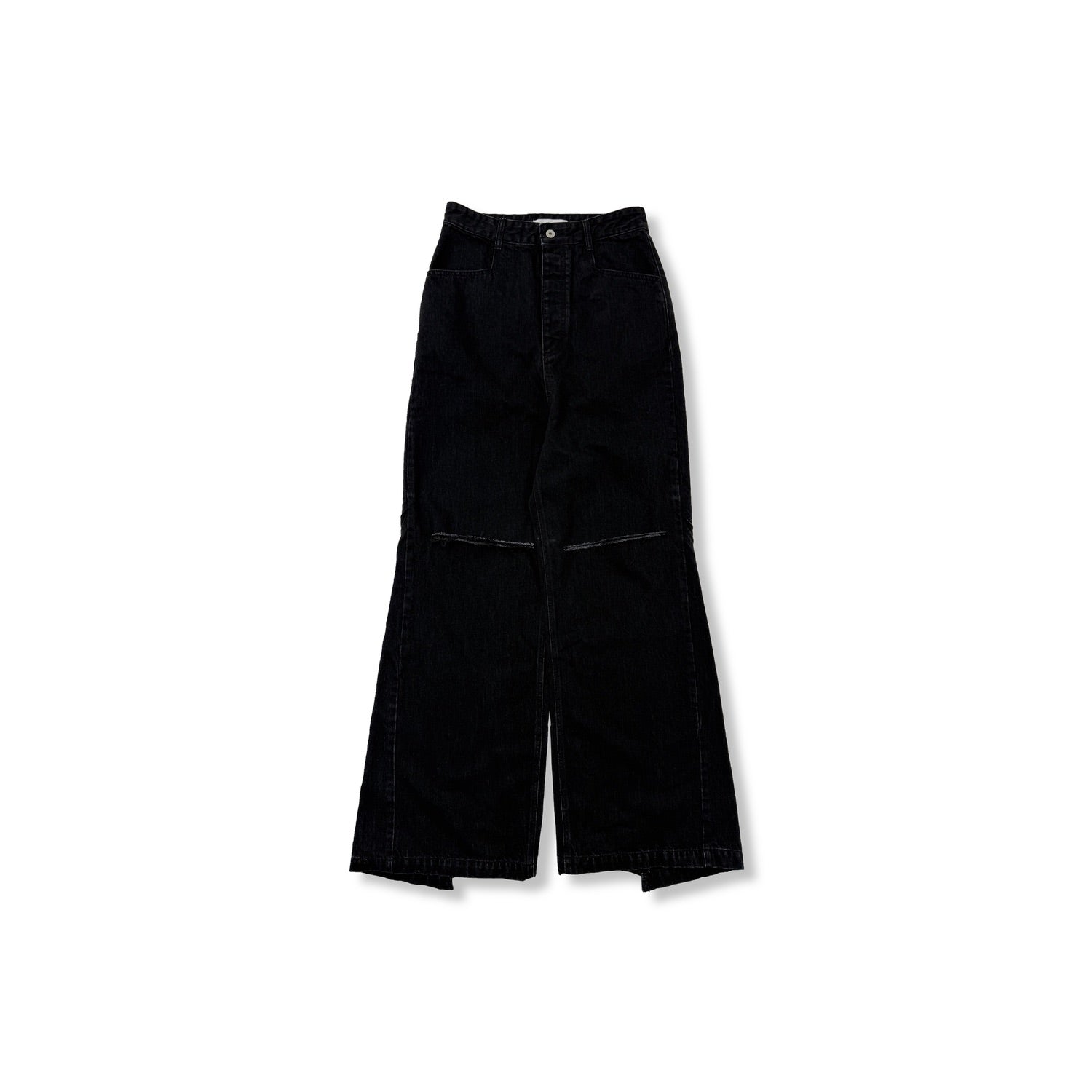 FFFPOSTALSERVICE Wide Denim Damaged Trousers - Washed Black