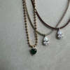 Alexa Leigh Heart Pendant Ball Chain Necklace Emerald in Gold Necklace - Thumbnail 2