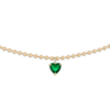 Alexa Leigh Heart Pendant Ball Chain Necklace Emerald in Gold Necklace - Thumbnail 3