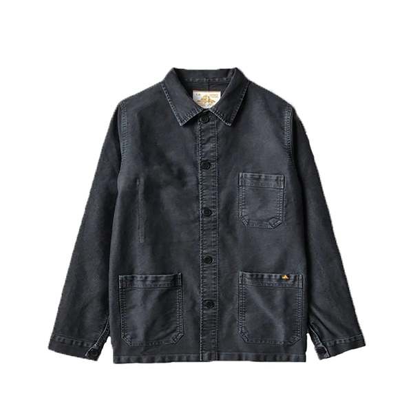 Le Mont St Michel Vintage Washed Work Jacket - Black