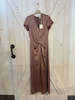 Alysi V-Neck Satin Dress - Choco - Thumbnail 1