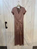 Alysi V-Neck Satin Dress - Choco - Thumbnail 3