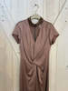 Alysi V-Neck Satin Dress - Choco - Thumbnail 4