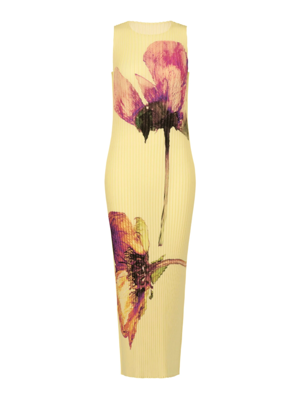 Issey Miyake Pressed Flora Pleats Long Dress - Peony | Garmentory