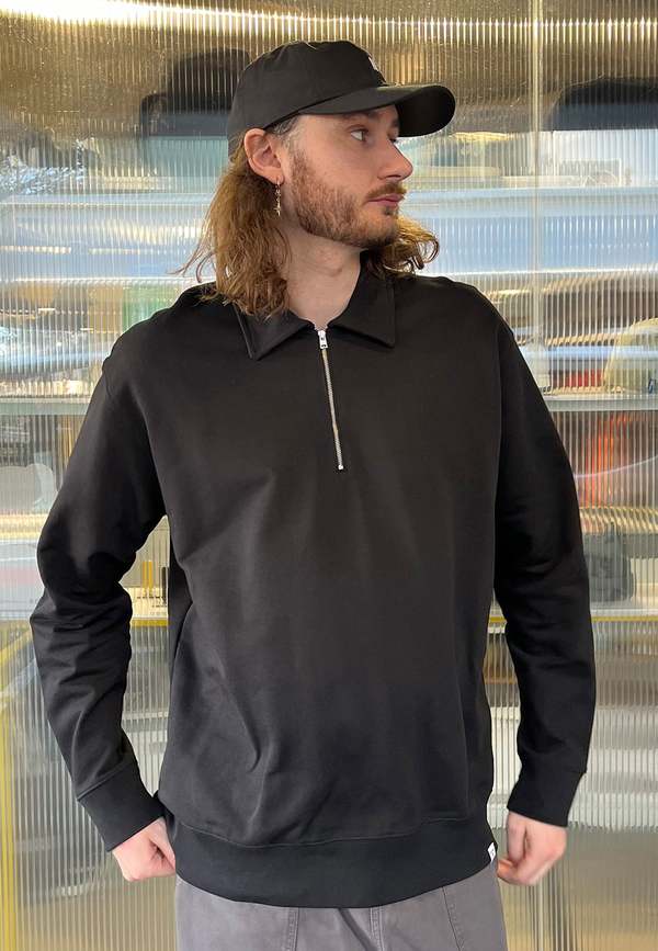 Norse Projects Ketel Relaxed Organic Half Zip - Black | Garmentory