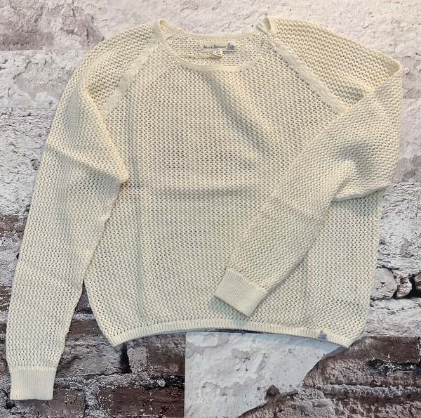 Merz b. Schwanen Crochet Knit Cropped Pullover - Nature