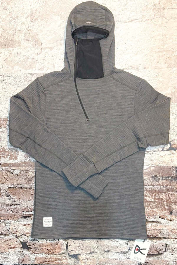 District Vision Hooded Merino Grid Fleece - Carbon