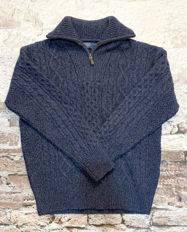Polo Wool/Alpaca Blend 1/2 Zip Sweater - Navy Combo