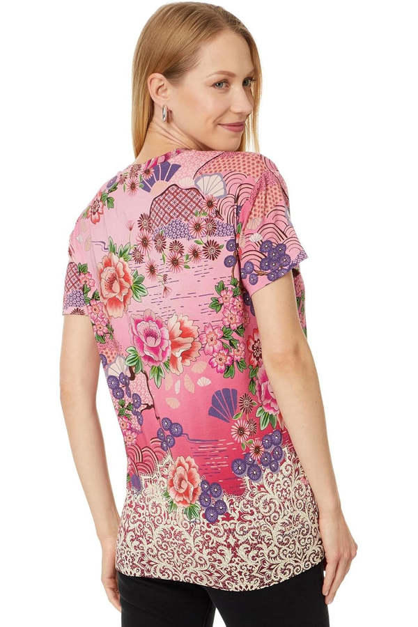 Johnny Was Loose Fit Tee - Pink