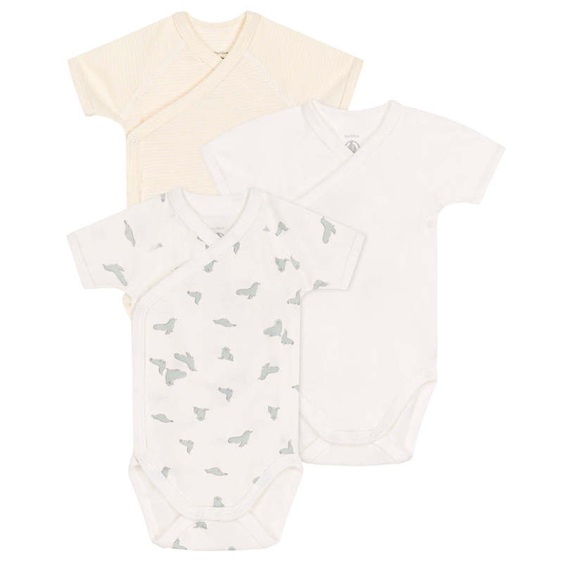 Petit Bateau Set Of Three Wrap Bodysuits Petit Bateau Set Of Three Wrap Bodysuits