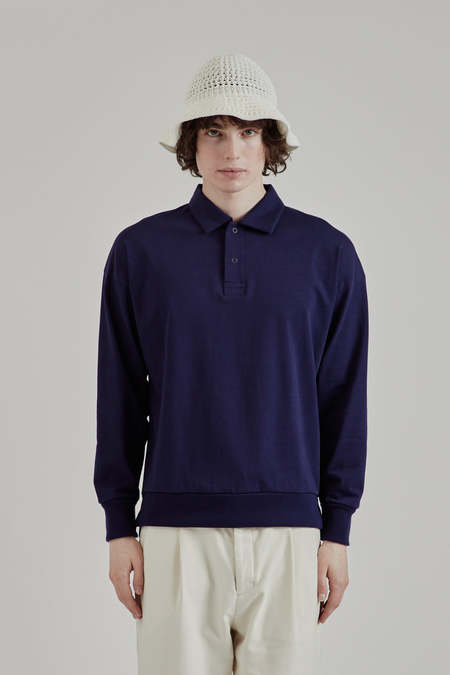 トップス Jackman / Dotsume Owners Polo Jackman Dotsume Sweat Owners Polo in Ink Black | Wallace