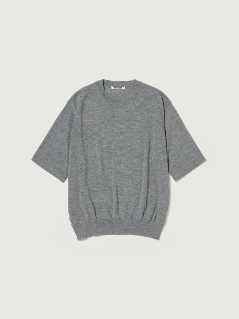 トップス AURALEE HARD TWIST CASHMERE KNIT TEE L Auralee Hard Twist Cashmere Knit Tee - Top Gray | Garmentory