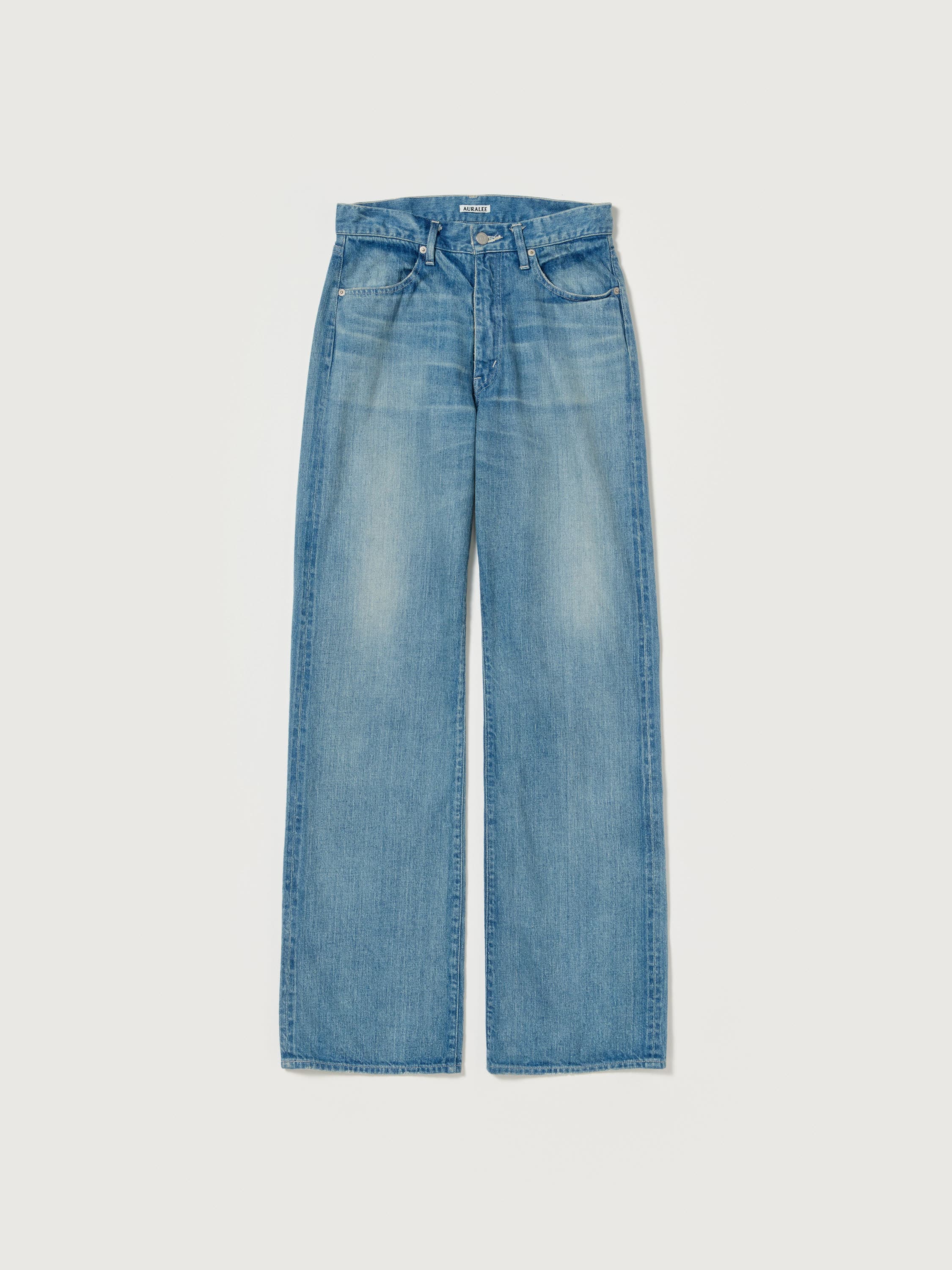 Auralee Selvedge Faded Light Denim Wide Pants - Light Indigo