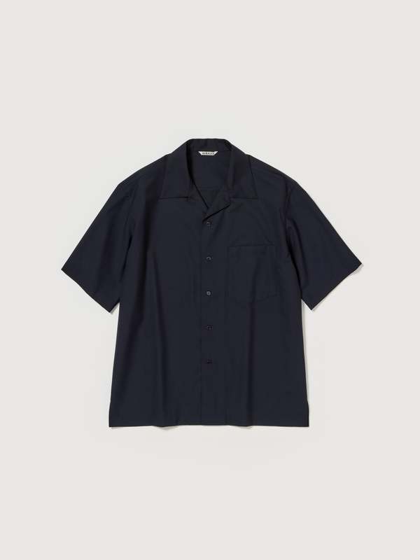Auralee Super Fine Tropical Wool Open Collar Half Sleeved Shirt
