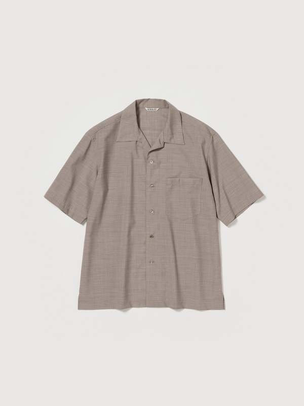 Auralee Super Fine Tropical Wool Open Collar Half Sleeved Shirt