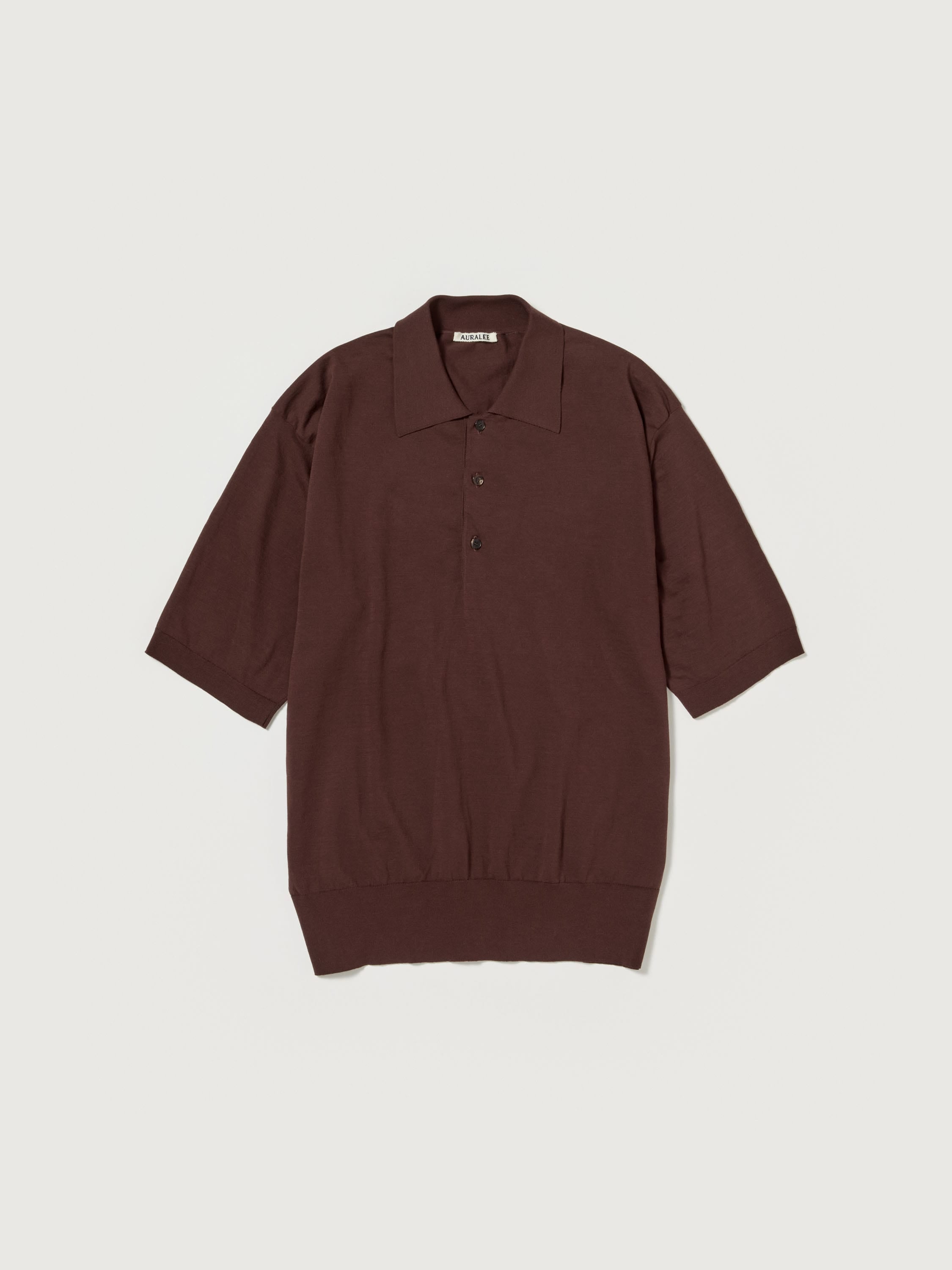 AURALEE HARD TWIST COTTON GAUZE SHORT POLO 