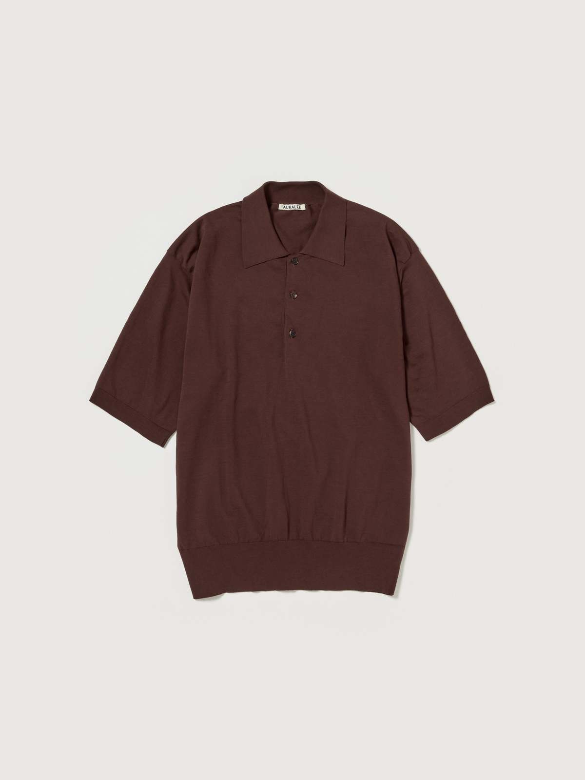 トップス AURALEE COTTON HIGH GAUGE RIB KNIT POLO Auralee Cotton High Gauge Rib Knit Polo in Navy Curated at