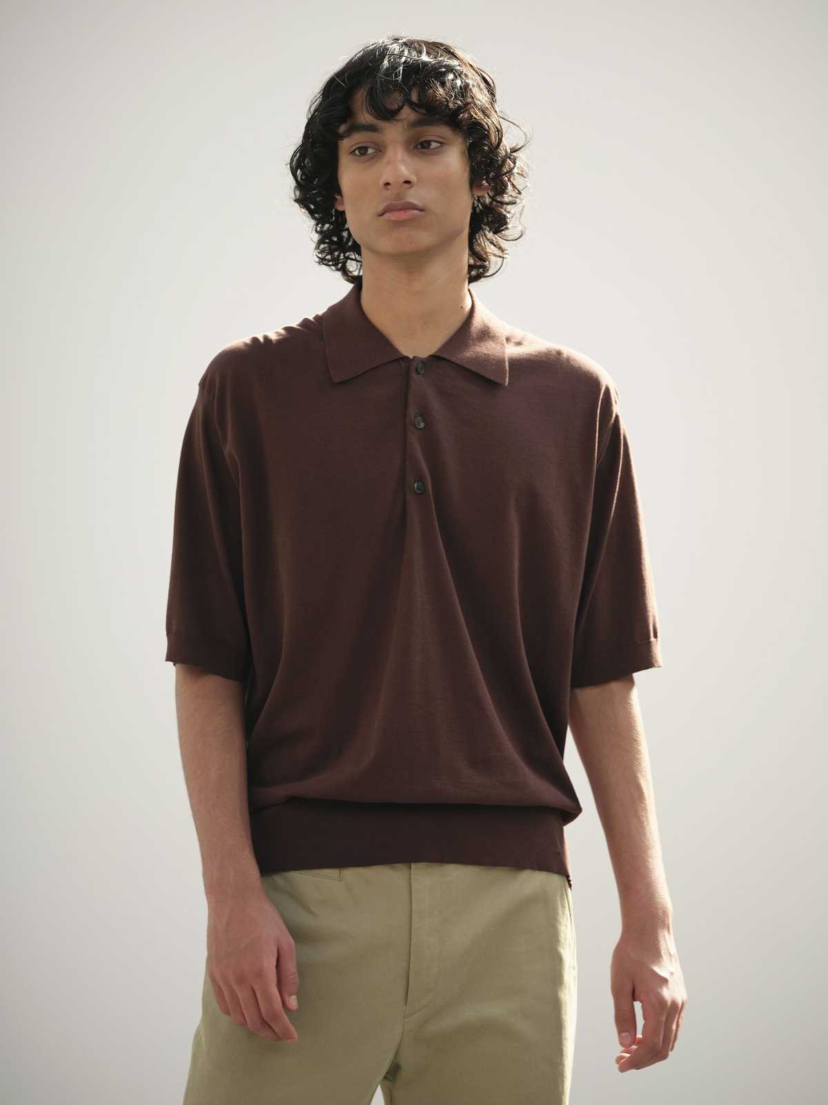 Auralee Super High Gauge Cotton Knit Polo - Dark Navy