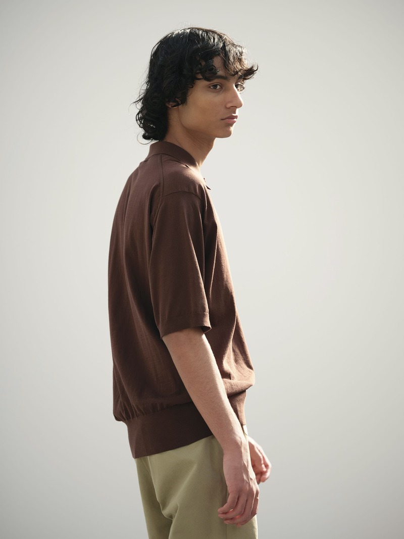 Auralee Super High Gauge Cotton Knit Polo - Dark Navy