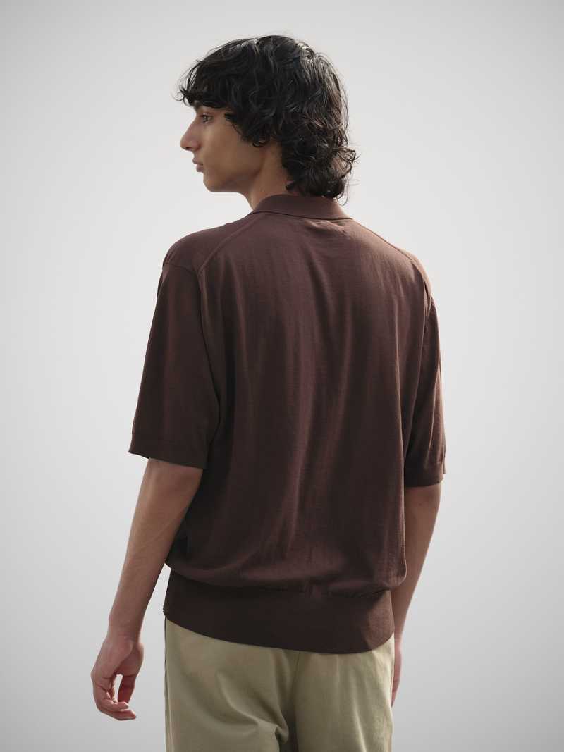 Auralee Super High Gauge Cotton Knit Polo - Dark Navy