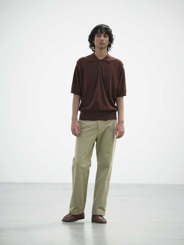 Auralee Super High Gauge Cotton Knit Polo - Dark Navy
