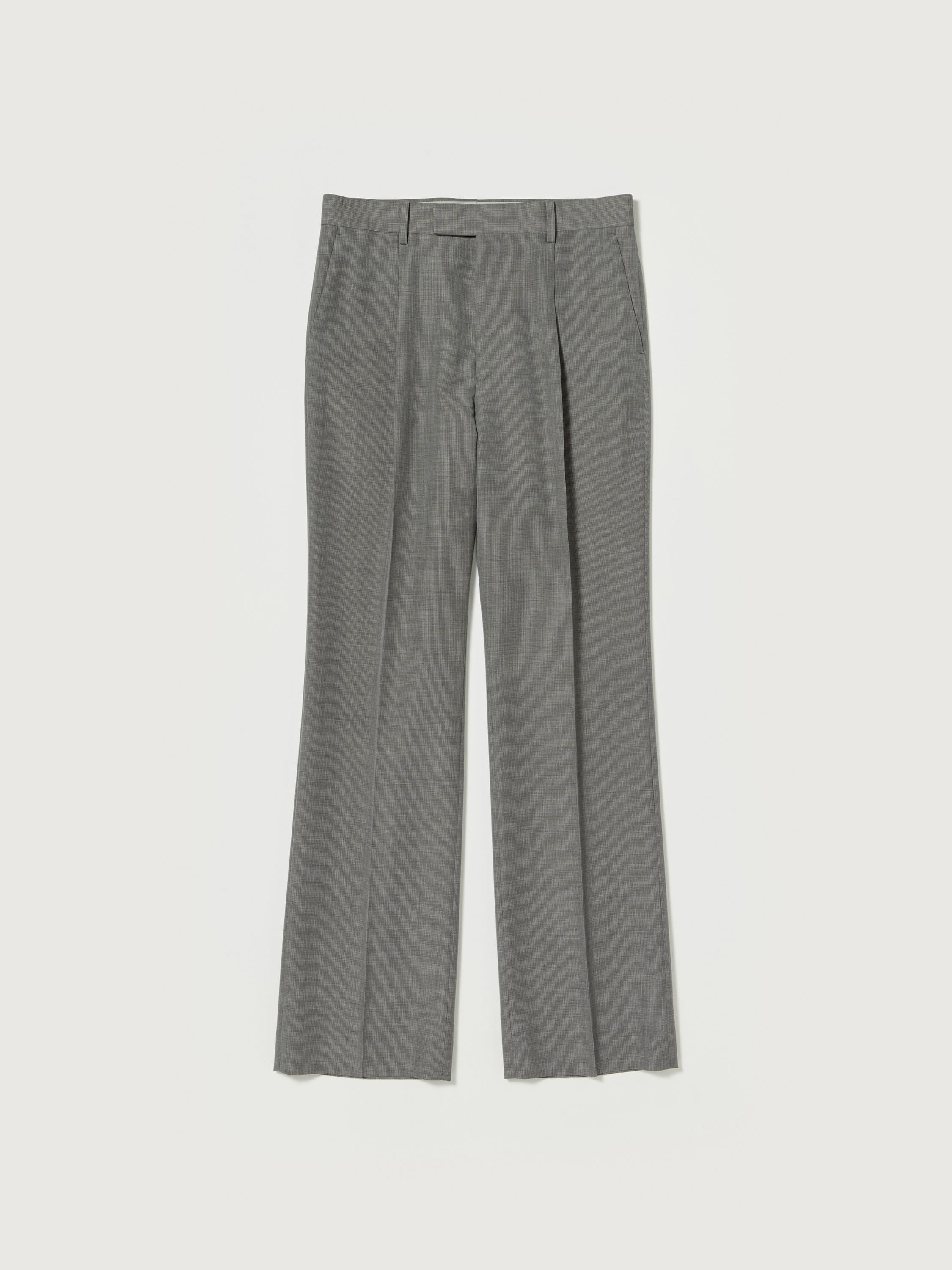 Auralee Tropical Wool Kid Mohair One-Tuck Slacks - Gray Check
