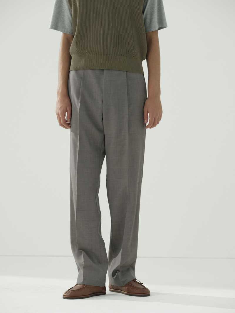 パンツ AURALEE MOHAIR ONE-TUCK SLACKS SIZE4 Auralee Tropical Wool Kid Mohair One-Tuck Slacks - Gray