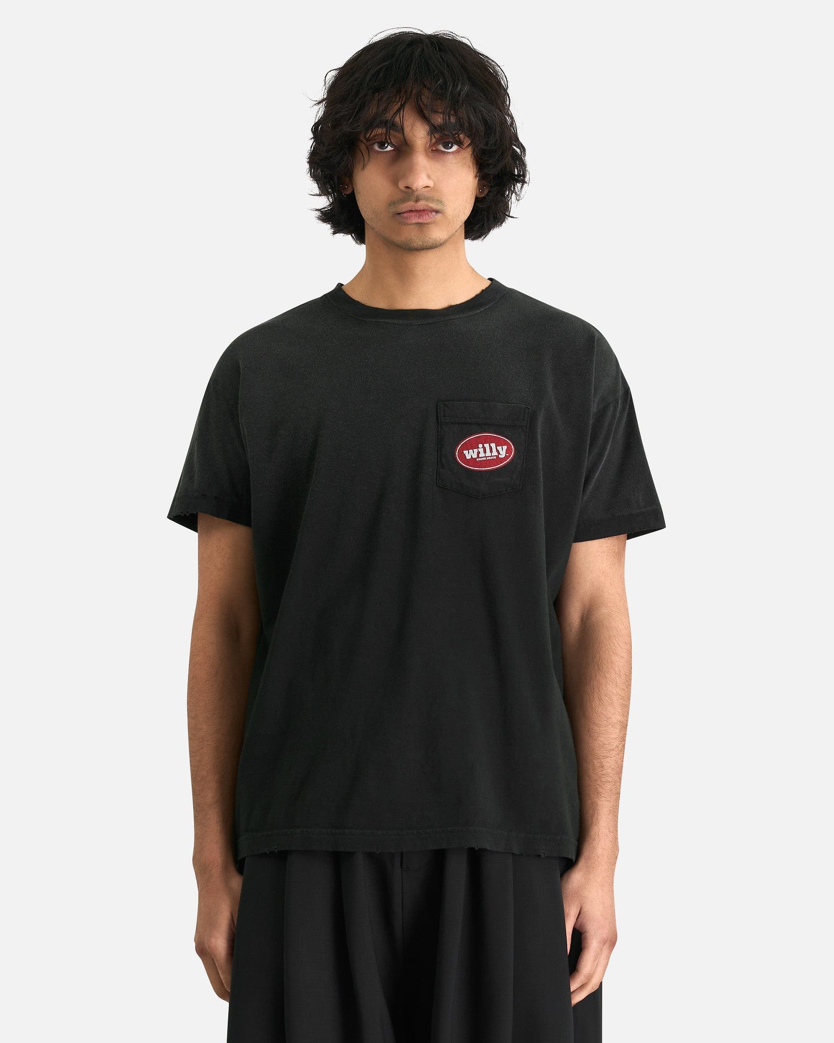 Willy Chavarria Chorizo Destroyed Easy Tee - Washed Black | Garmentory