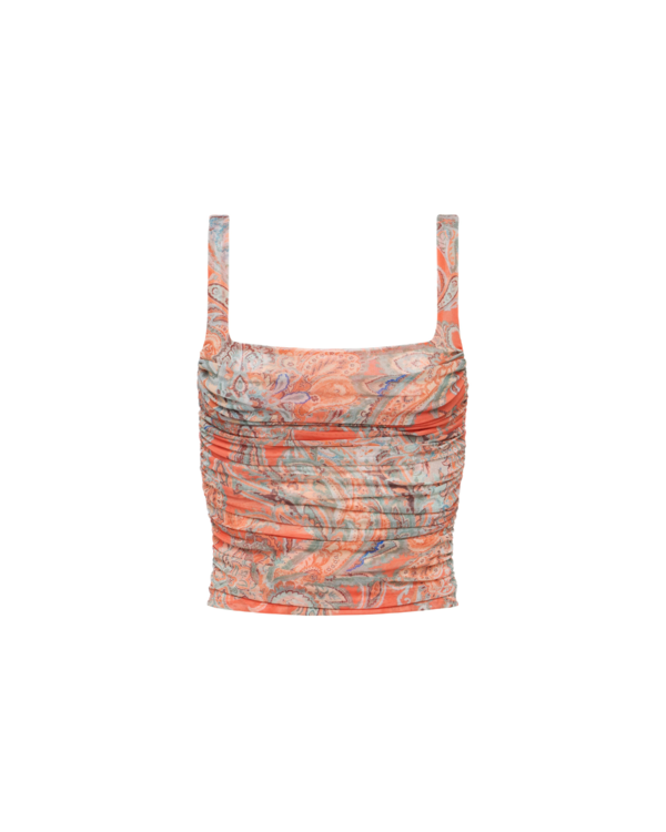 Rasha Shirred Tank Brown Multi Amur Leopard