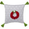 Melange Collection Red Wreath Pillow - Thumbnail 1