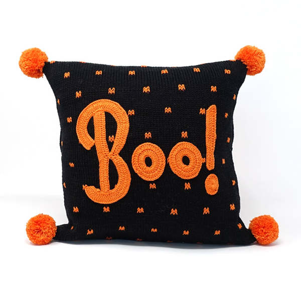 Melange Collection Boo 10" Pillow - Black/Orange