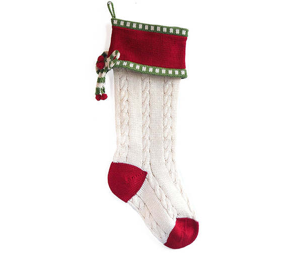 Melange Collection Cable-Knit Bow Stocking