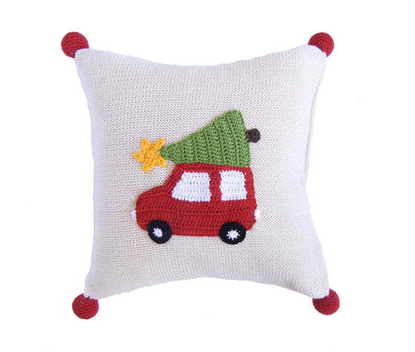 Melange Collection Car with Christmas Tree Pillow