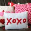 Melange Collection XOXO Mini Pillow - Red/Grey - Thumbnail 3