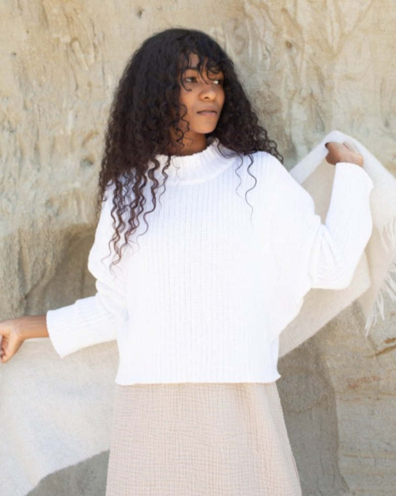 Honest Cotton Mock Neck Crop Sweater
