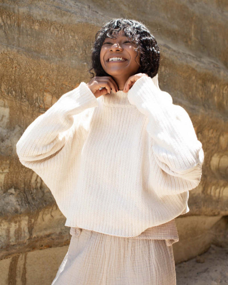 Honest Cotton Mock Neck Crop Sweater