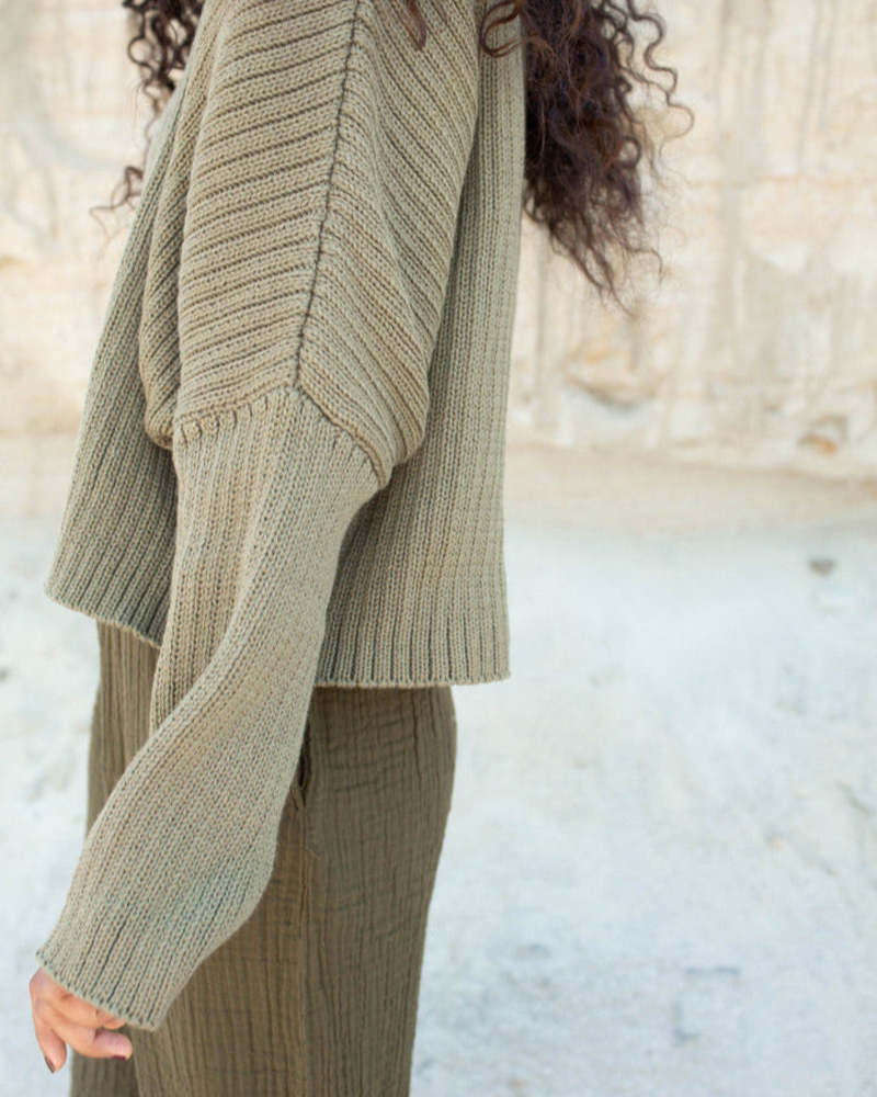 Honest Cotton Mock Neck Crop Sweater