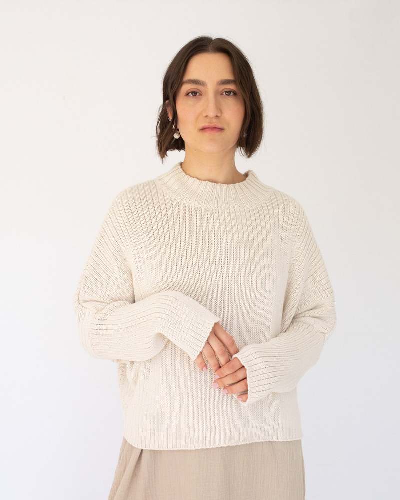 Honest Cotton Mock Neck Crop Sweater
